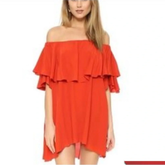 MLM LABEL Red Orange Maison Off Shoulder Dress Women’s XS Ruffle Revolve - Picture 14 of 14